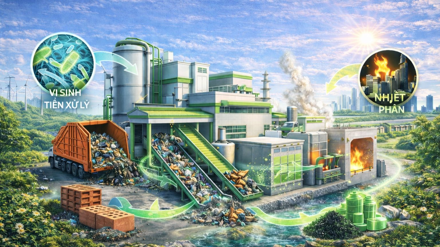 Introduction: “Integrated Municipal Solid Waste Treatment System with Microbial Pre-Treatment & Energy-Circulating Pyrolysis”